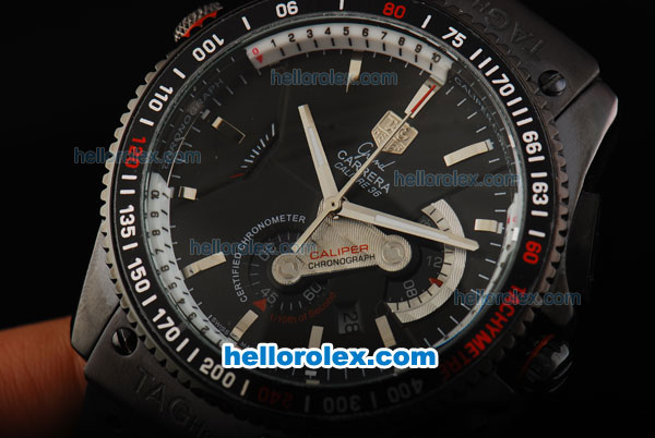 Tag Heuer Grand Carrera Calibre 36 Working Chronograph with Black Dial and Black Case - Click Image to Close
